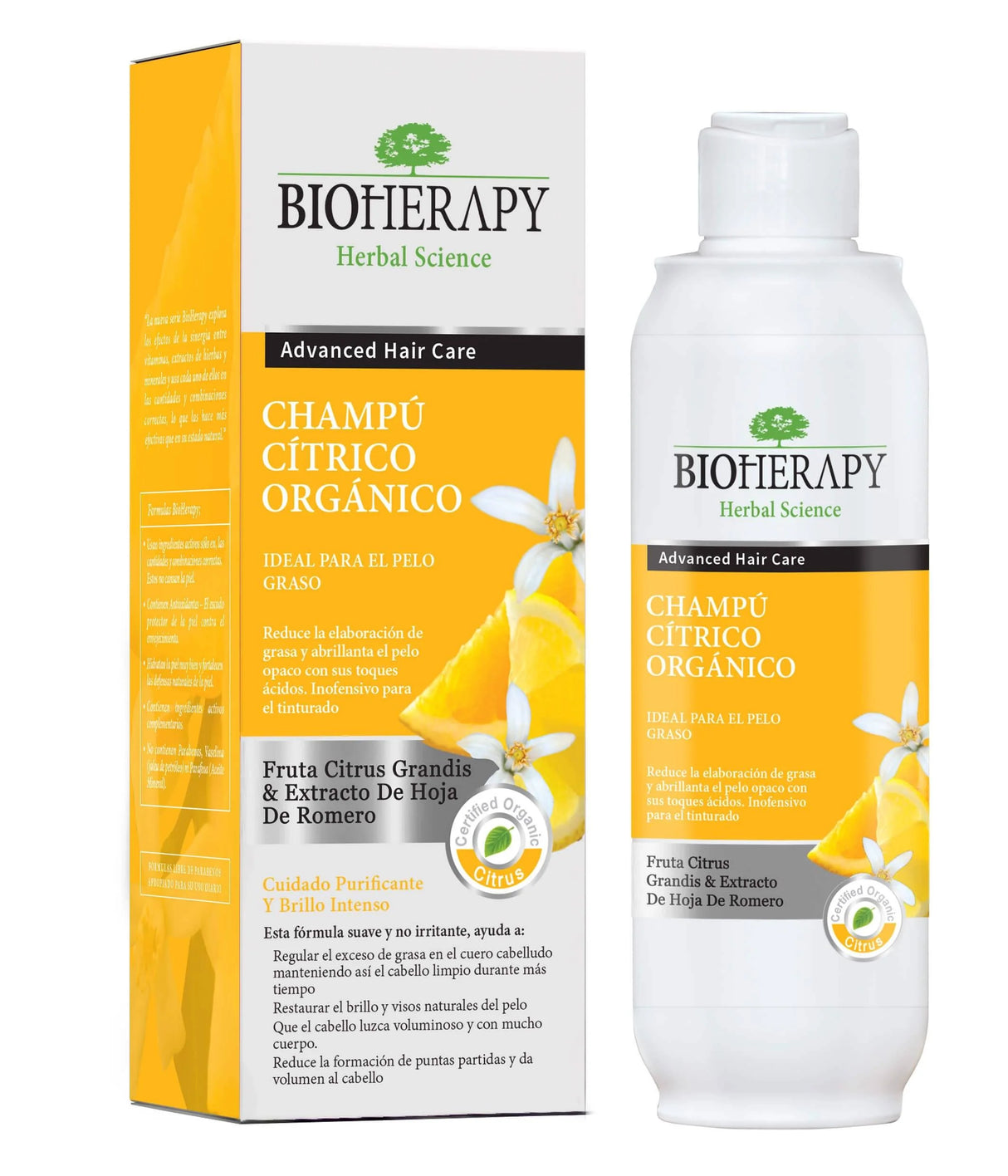 Shampoo citrus orgánico cabello graso