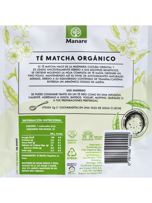 Té matcha polvo orgánico