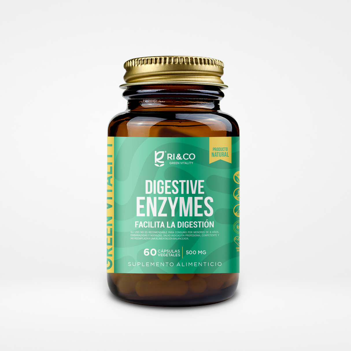 Enzimas Digestivas 500 mg 60 caps. Ri&Co