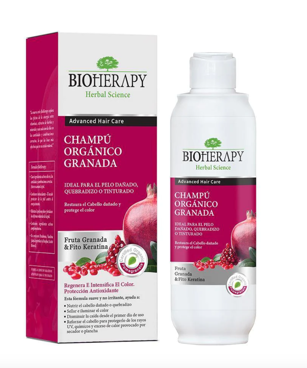 Shampoo granada orgánico cabello tinturado