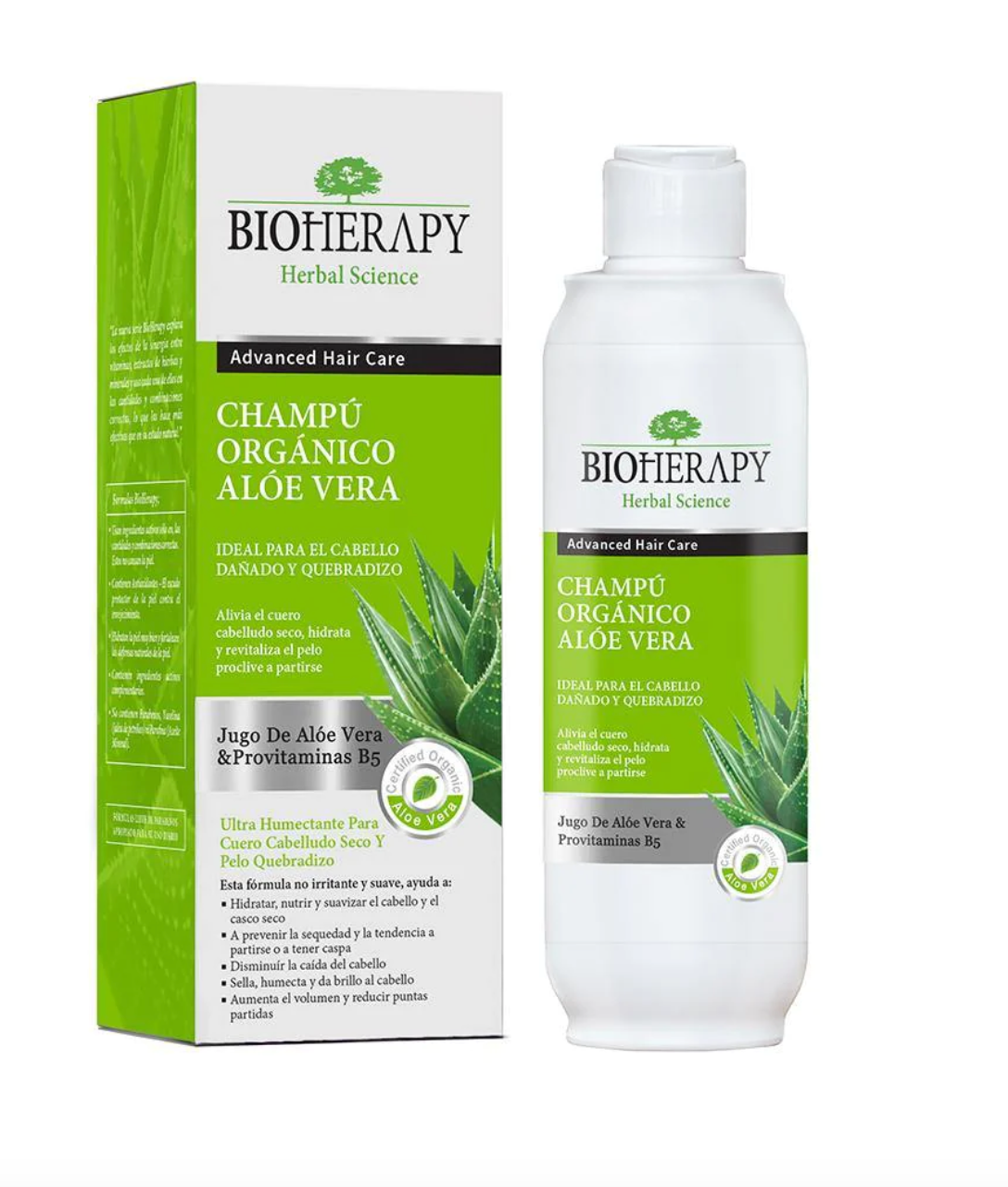 Shampoo aloe vera orgánico cabello seco
