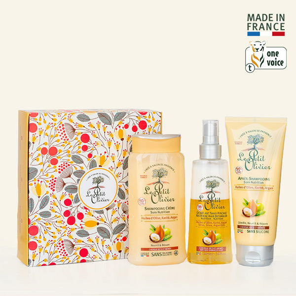 Set regalo shampoo acondicionador y desenredante cabello seco