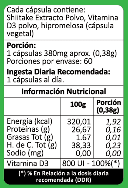 Shitake D3 cápsula