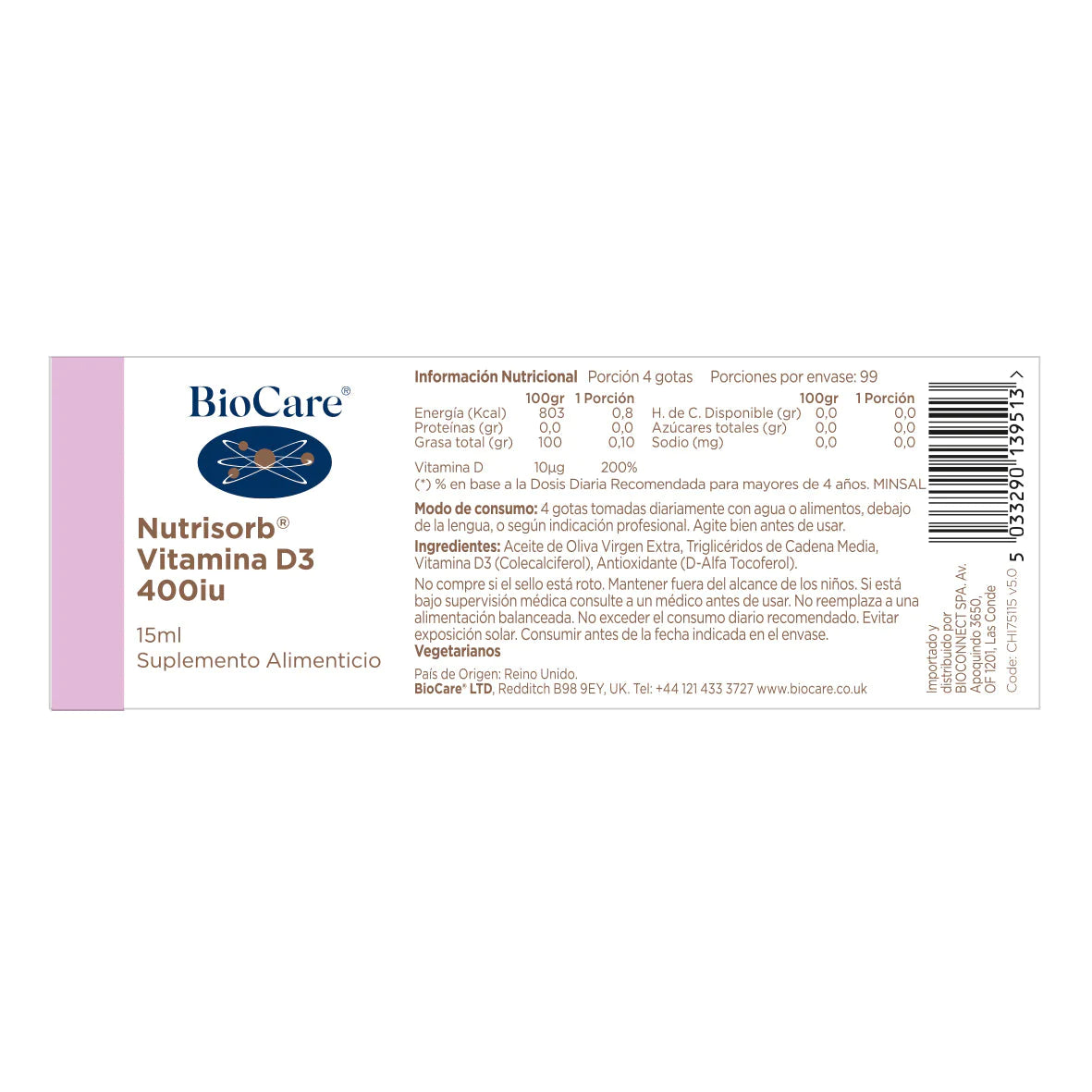 D3 líquida 15 ml.