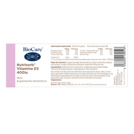 D3 líquida 15 ml.