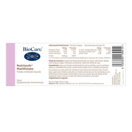 Metilfolato (B9) líquido 15 ml.