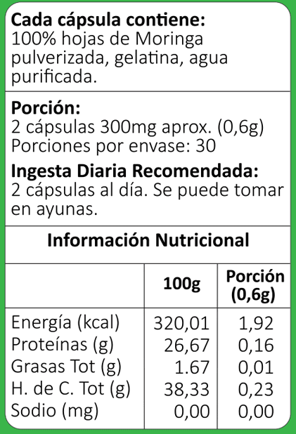 Moringa cápsulas