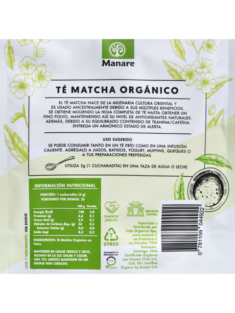 Té matcha polvo orgánico